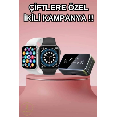Powerbank Bluetooth Kulaklık Ve Yeni Model Akıllı Saat Seti ANC Özelliği Dokunamatik