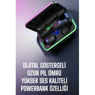 Powerbank Özellikli Kablosuz Bluetooth Kulaklık RGB Işıklı