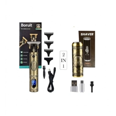 Pro 2 İn 1 Vintage Traş Makinesi Şarjlı Dijital Göstergeli Aliminyum Gövde
