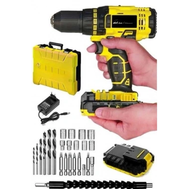 Profesyonel Çift Bataryalı Akülü Vidalama Şarjlı Matkap 24 Parça