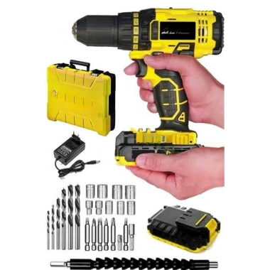 Profesyonel Çift Bataryalı Akülü Vidalama Şarjlı Matkap 24 Parça