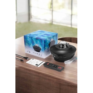 Projektör Yıldız Gece Lambası Disko Topu Bluetooth Bağlantılı Taşınabilir Şarjlı