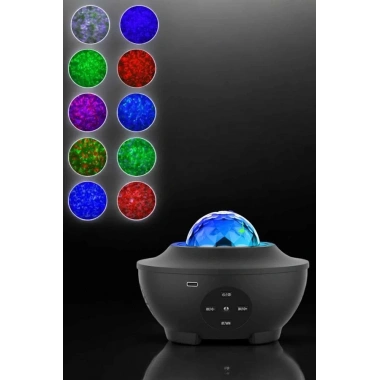 Projektör Yıldız Gece Lambası Disko Topu Bluetooth Bağlantılı Taşınabilir Şarjlı
