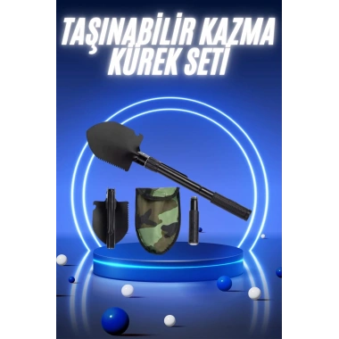 Pusulalı Katlanabilir Kazma Kürek Kamp Seti Kamp Küreği Portatif Çantalı