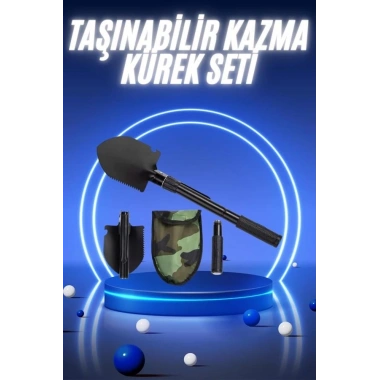Pusulalı Katlanabilir Kazma Kürek Kamp Seti Kamp Küreği Portatif Çantalı