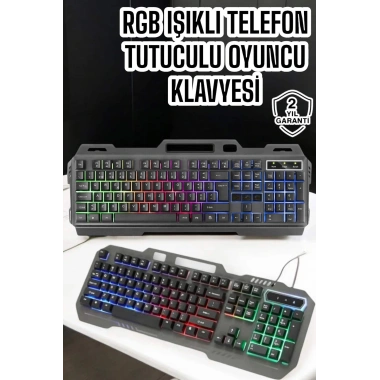 Q Klavye RGB Işıklı Klavye Ve Mouse Seti Kablolu Mouse Hediyeliş
