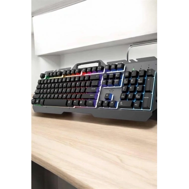 Q Klavye RGB Işıklı Klavye Ve Mouse Seti Kablolu Mouse Hediyeliş