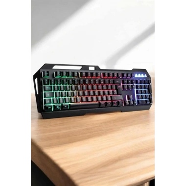 Q Klavye RGB Işıklı Klavye Ve Mouse Seti Kablolu Mouse Hediyeliş