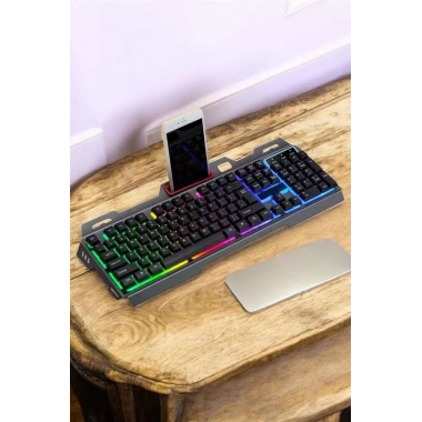 Q Klavye RGB Işıklı Klavye Ve Mouse Seti Kablolu Mouse Hediyeliş