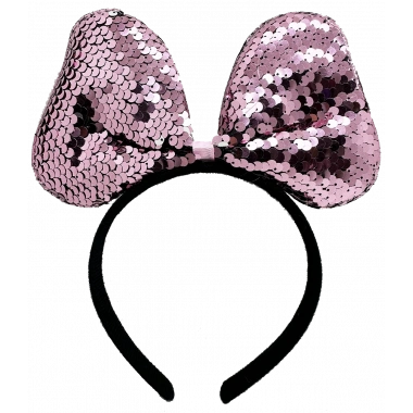 Renk Değiştiren Pullu Payetli Fiyonk Parti Tacı Pembe Gümüş Renk 20x16 Cm