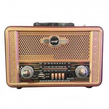 Retro, Nostaljik, Ahşap Tasarım Bluetooth Hoparlörlü, Şarjlı, Taşınabilir Otantik Tasarımlı FM/AM Destekli Radyo NS8098 (5468)
