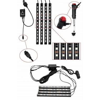 RGB Araç İçi Şerit LED Seti Müzik Kontrollü Ambiyans Aydınlatma