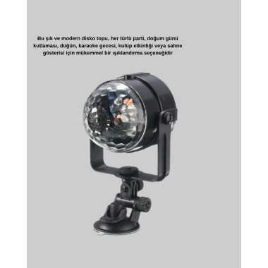 Ritme Duyarlı LED Disko Topu – Renkli Işık Gösterili Parti Lambası
