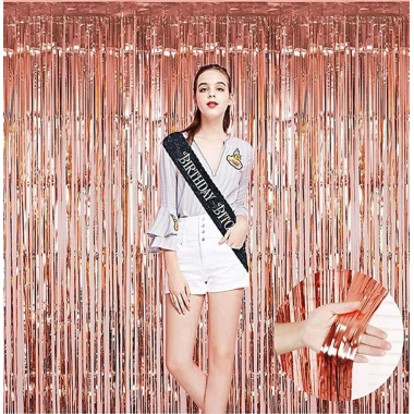 Rose Gold Püsküllü Kapı Perdesi