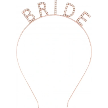 Rose Gold Renk Bekarlığa Veda Kristal Taş Bride Tacı İthal 16x10 Cm