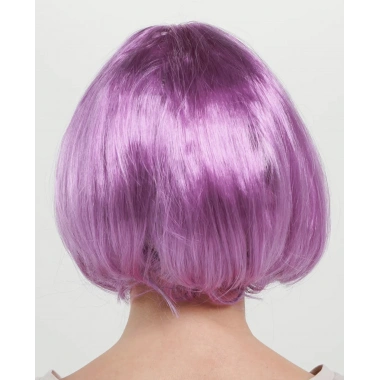 Rose Pembe Renk Düz Kesim Küt Parti Peruğu Kısa Takma Saç