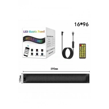Rp1259 Led Matrix Panel 16x96cm Telefon Kontrollü Kayar Led Animasyon Aydınlatma
