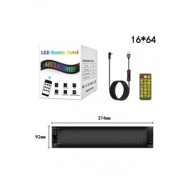 Rp937 Led Matrix Panel 16x64cm Telefon Kontrollü Kayar Led Animasyon Aydınlatma