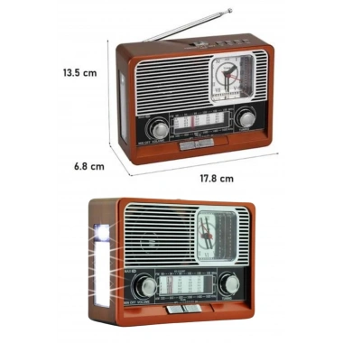 Saatli Fenerli Bluetooth Nostaljik Radyo AUX SD USB Girişli Bluetooth Hoparlör