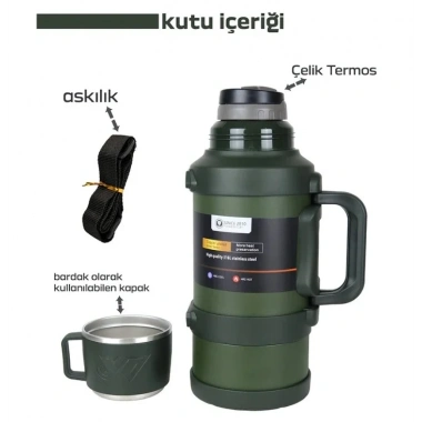 Safe Paslanmaz Çelik 3.2 Litre Termos 48 Saat Sıcak Soğuk Tutma (5468)