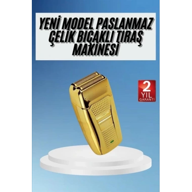 Sakal Kesme Tıraş Makinesi Paslanmaz Çelik Gold Şarjlı
