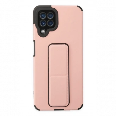 Samsung Galaxy A22 Kılıf Mega Standlı Silikon - Pudra