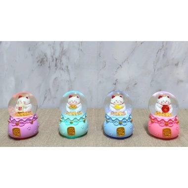 Şans Kedisi Işıklı Kar Küresi