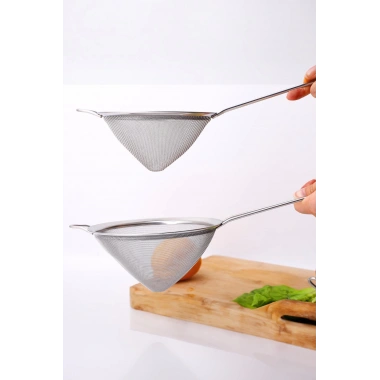 Saplı Tel Süzgeç 12 cm Paslanmaz Çelik Konik Mutfak Süzgeci