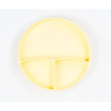 Sarı 3’lü Silikon Yemek Seti – Önlük + Diş Kaşıyıcılı Kaşık + Vakumlu Tabak