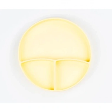 Sarı 3’lü Silikon Yemek Seti – Önlük + Diş Kaşıyıcılı Kaşık + Vakumlu Tabak