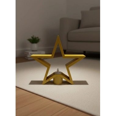 Sarı Yıldız Mumluk Modern Salon ve Raf Dekoru