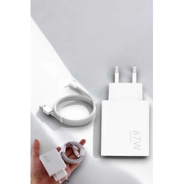 Şarj Aleti 67W Hızlı Şarj Turbo Type-C Uyumlu Şarj Adaptörü Kablosu
