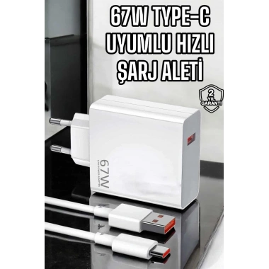 Şarj Aleti Turbo Hızlı 67W Type-C Hızlı Şarj