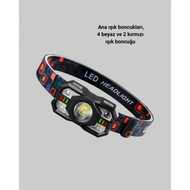 Şarj Edilebilir LED Far Hareket Sensörlü 5 Modlu Outdoor