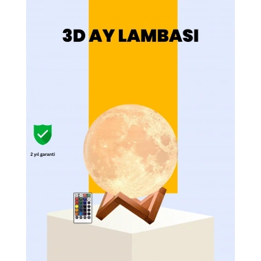 Şarjlı 3D Baskılı 16 Renk Ay Lambası  Stand