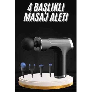 Şarjlı Masaj Tabancası 4 Başlıklı Mini Masaj Tabancası ve Masaj Aleti