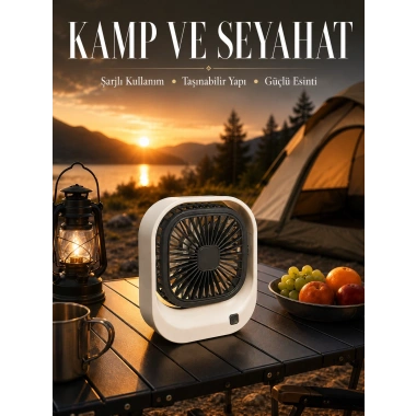 Şarjlı Masaüstü Fan Güçlü Hava Akışı ve Sessiz Çalışma