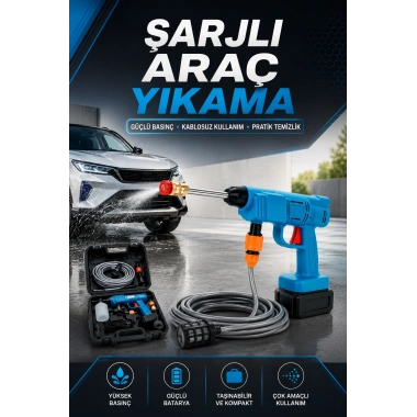 Şarjlı Oto Yıkama, Bahçe Sulama Tabancası Makinesi Yüksek Basınçlı