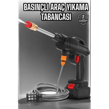 Şarjlı Oto Yıkama Tabancası Su Basınçlı Hazneli Bataryalı