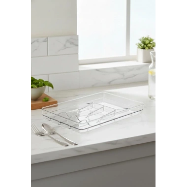 Şeffaf Akrilik Raf İçi Kaşıklık 26,5×34,5×4,5 cm