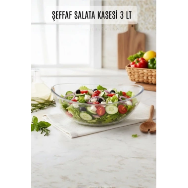 Şeffaf Akrilik Salata Kasesi 25 x 32 x 12 cm – 3 Lt