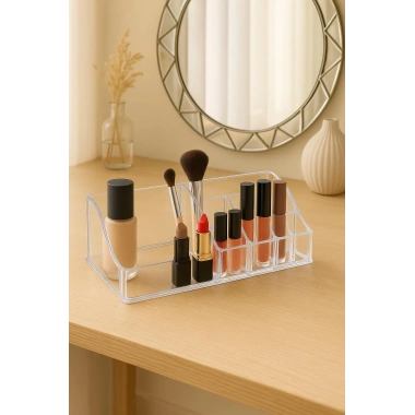 Şeffaf Piramit Makyaj Organizeri Düzenleyici 9×17×6 cm