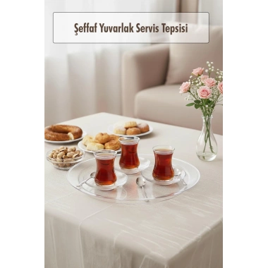 Şeffaf Yuvarlak Servis Tepsisi 33 cm