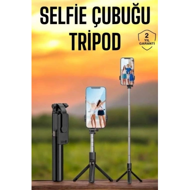 Selfie Çubuğu Tripod Kumandalı Telefon Tutucu Siyah
