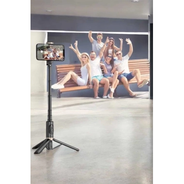 Selfie Çubuğu Tripod Kumandalı Telefon Tutucu Siyah