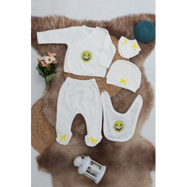 Sema Baby 5 Parça Gülen Surat Hastane Çıkışı Zıbın Seti 0-3 Ay