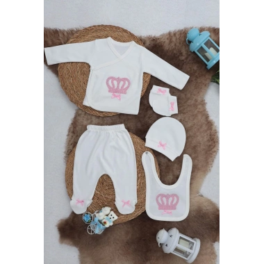 Sema Baby 5 Parça Hastane Çıkışı Zıbın Seti 0-3 Ay - Princess