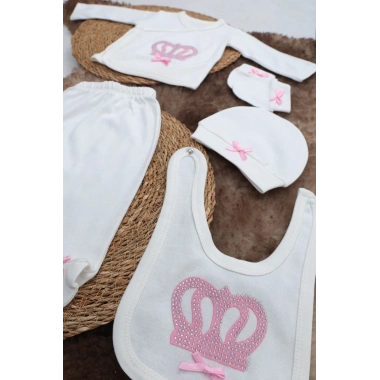 Sema Baby 5 Parça Hastane Çıkışı Zıbın Seti 0-3 Ay - Princess