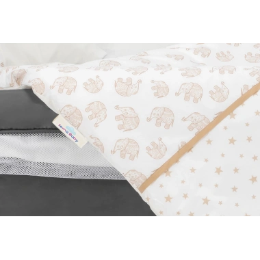 Sema Baby 6 Parça Lüks Park Yatak Bebek Uyku Seti - Ekru Fil