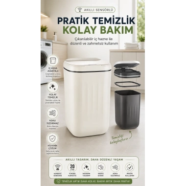Sensörlü Çalışan Hareketle Aktivite Olan Çöp Kutusu Anti-bakteri